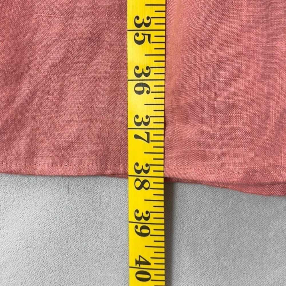 Sundance Linen Dress XL Coral Pintuck Drop-Waist Long Sleeve Side Seam Pockets - Picture 12 of 12